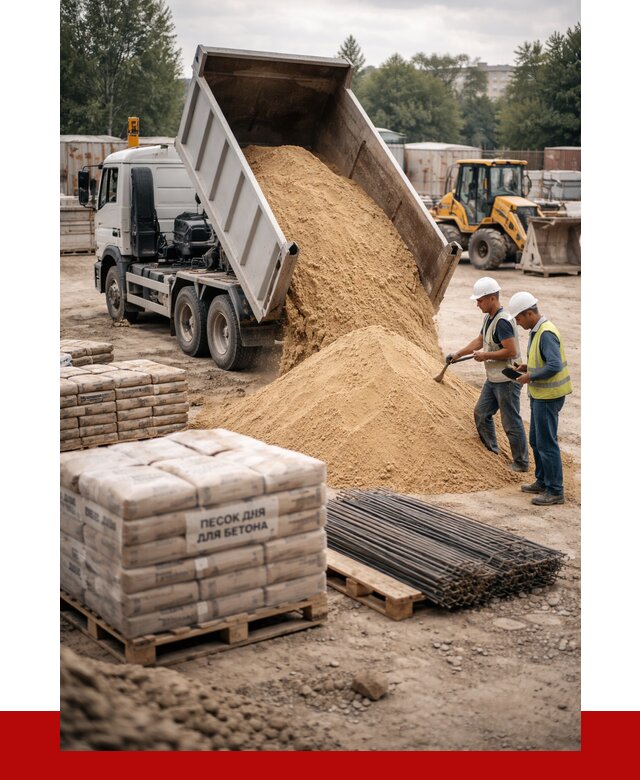 Песок для бетона в Камышине от 2569 р. с доставкой, ПРОНЕРУДКмш