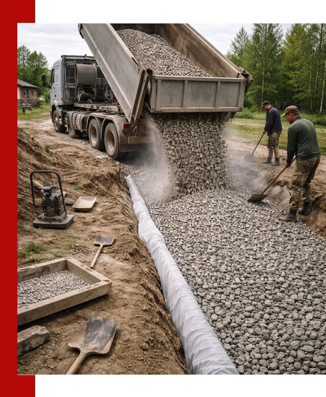 Гравий для дренажа с доставкой в Камышине качественный и недорогой