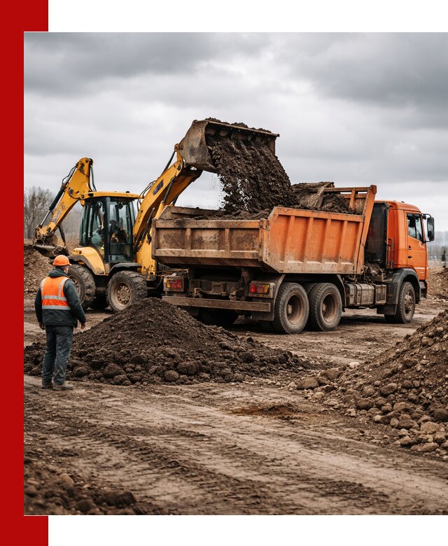 Вывоз грунта и строительного мусора в Камышине грузовыми самосвалами