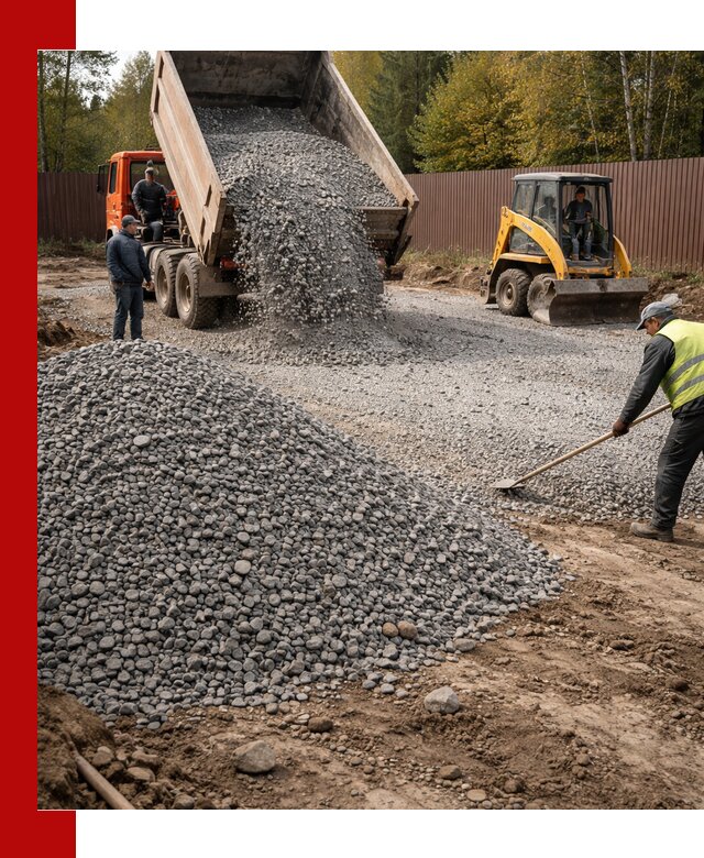 Отсыпка участка щебнем с доставкой и уплотнением в Камышине